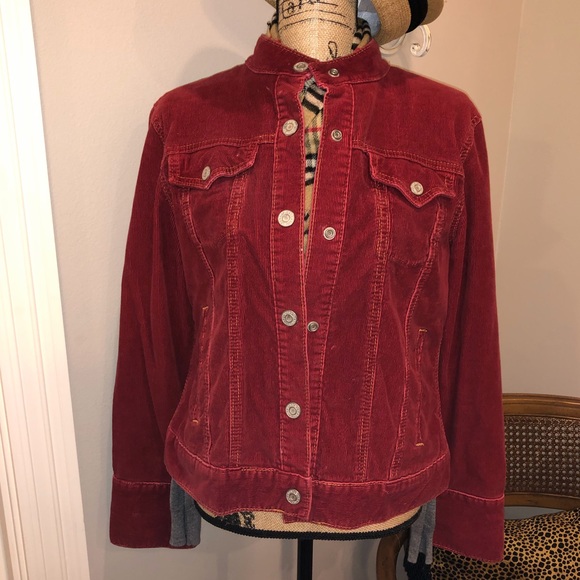 GAP Jackets & Blazers - Gap red corduroy jean jacket ladies large good 😎